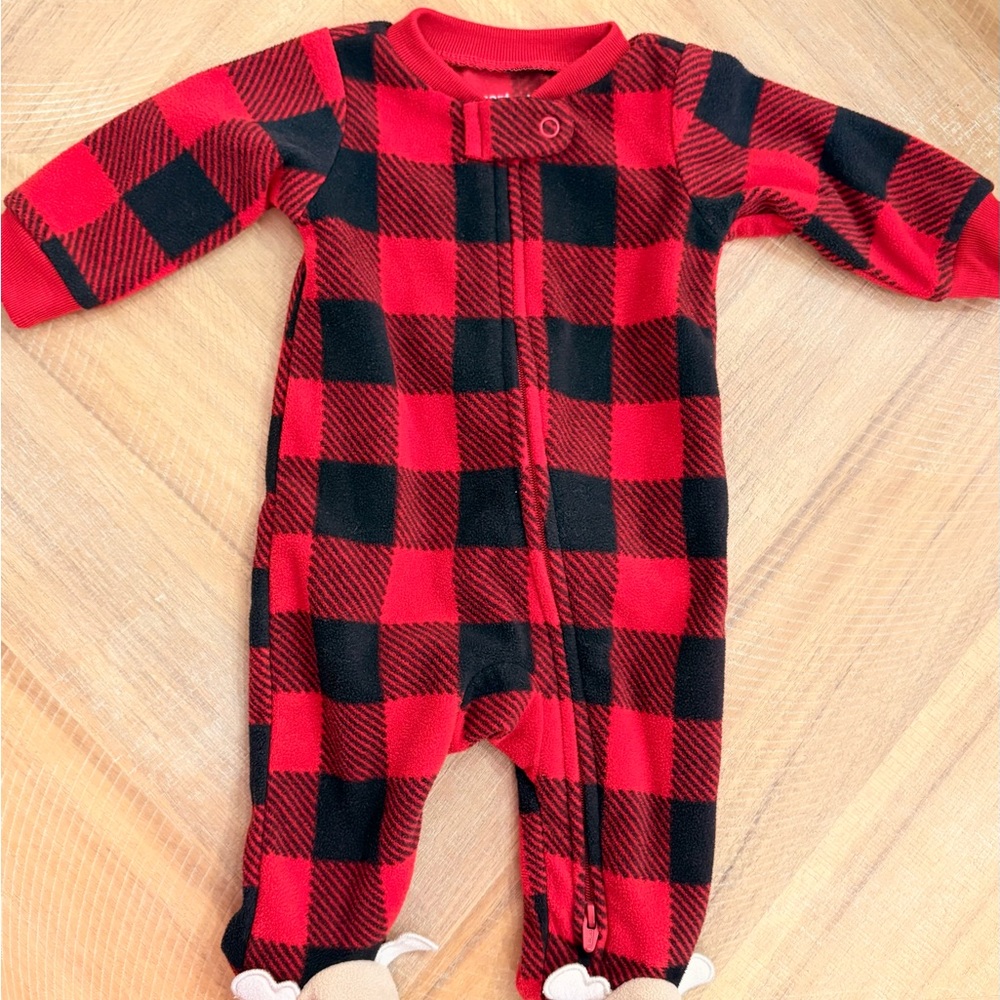 Carter's Red and Black Plaid Footie